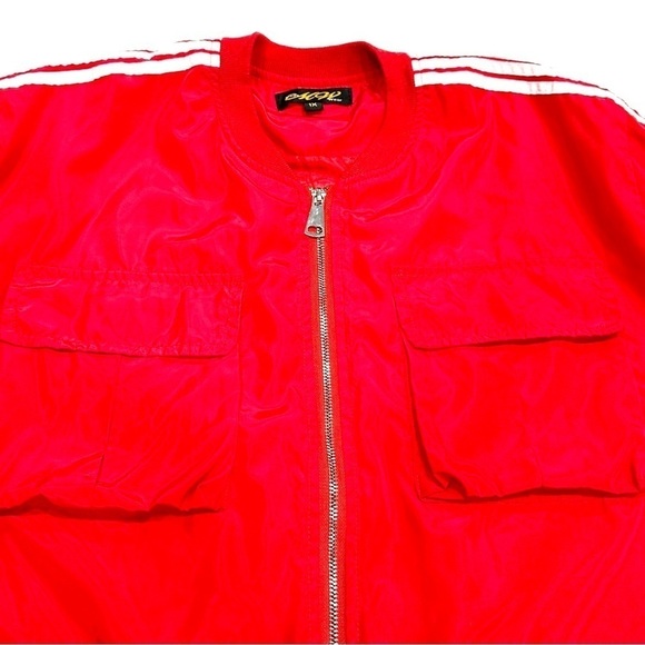 Vintage Mega Wear Mens Red White Stripe Windbreaker Track Jacket - Picture 2 of 12